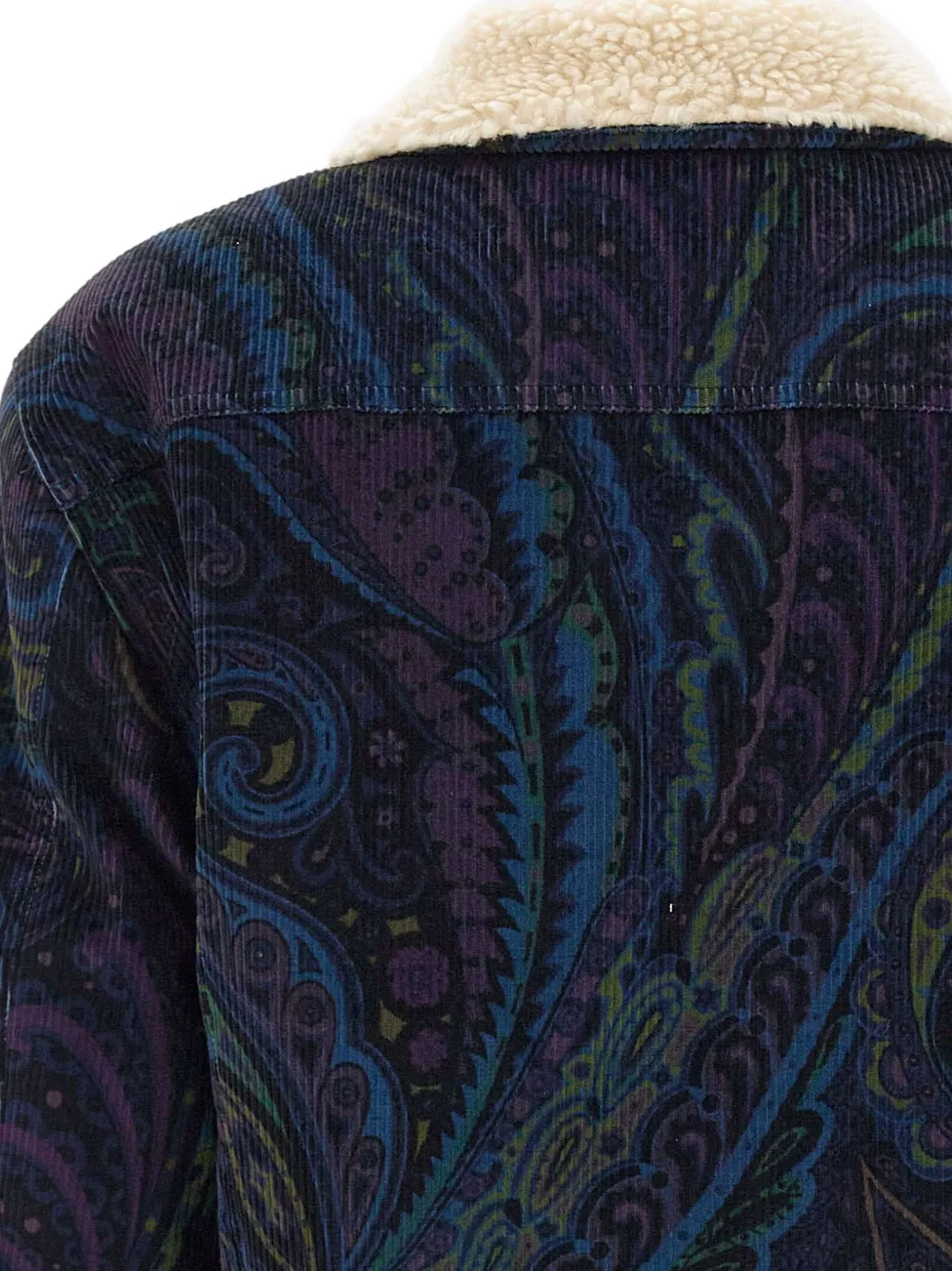 ETRO Giubbino paisley-print corduroy jacket Blauw