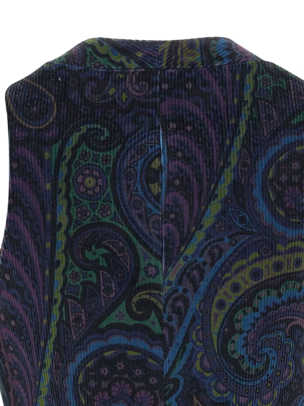 ETRO paisley-print corduroy vest Blauw