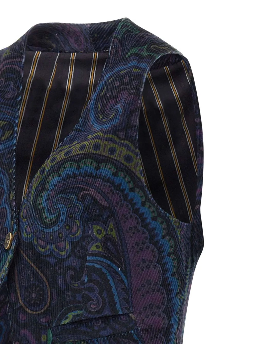ETRO paisley-print corduroy vest Blauw