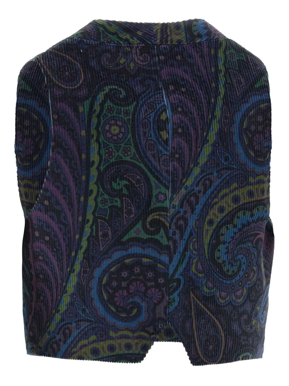 ETRO paisley-print corduroy vest Blauw
