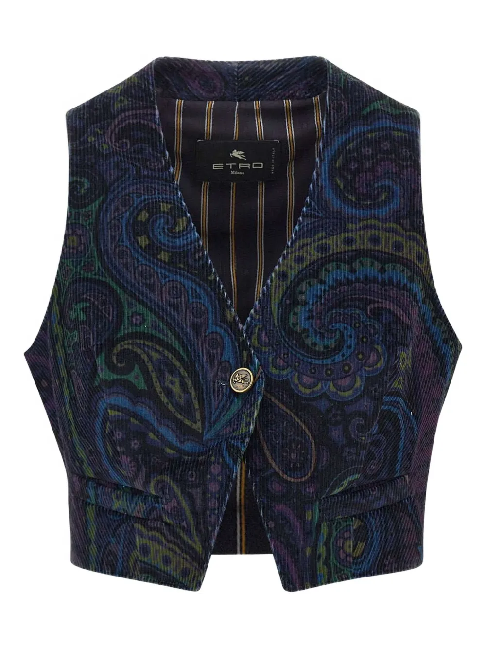 ETRO paisley-print corduroy vest Blauw