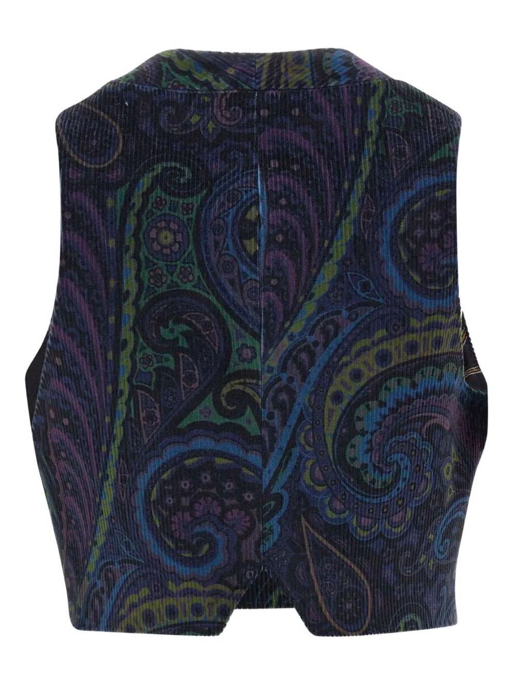 ETRO paisley-print corduroy vest Blauw
