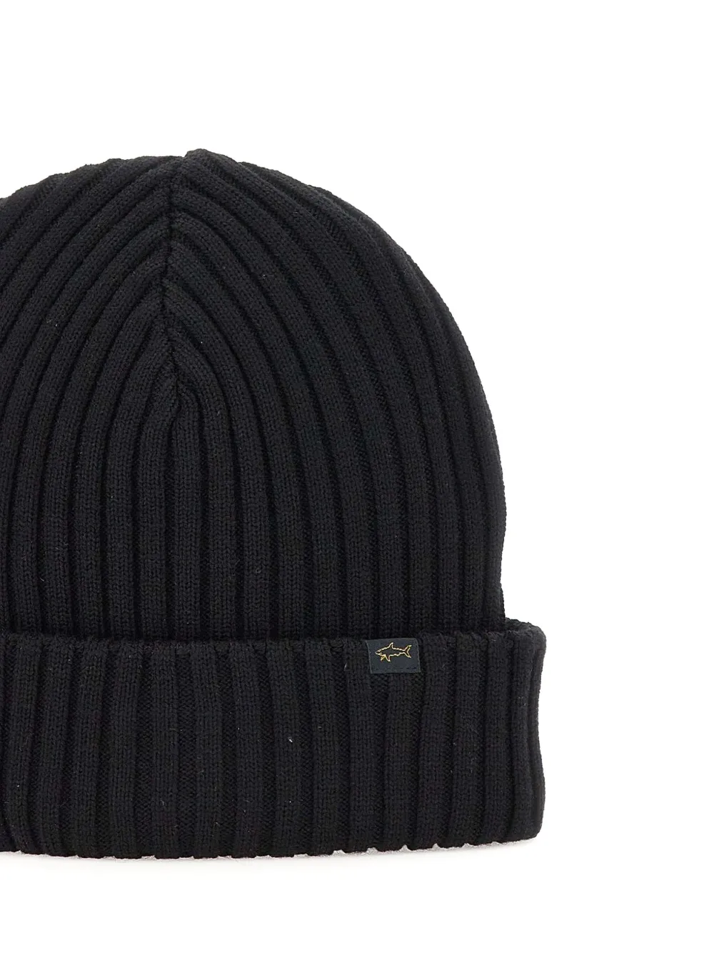 Paul & Shark ribbed logo-label beanie Zwart