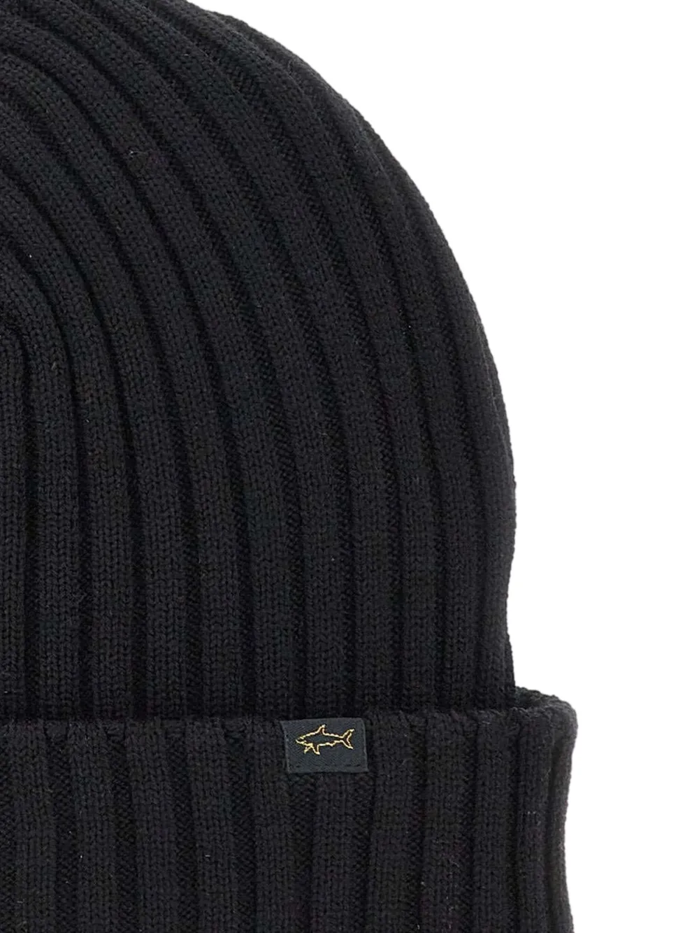 Paul & Shark ribbed logo-label beanie Zwart
