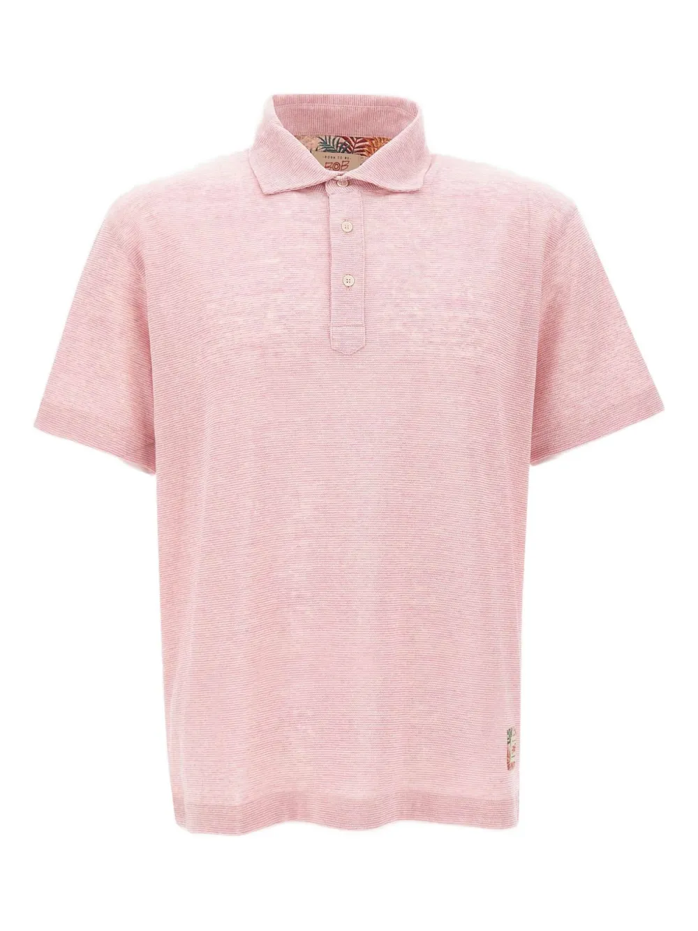 button-fastening linen-cotton blend polo shirt