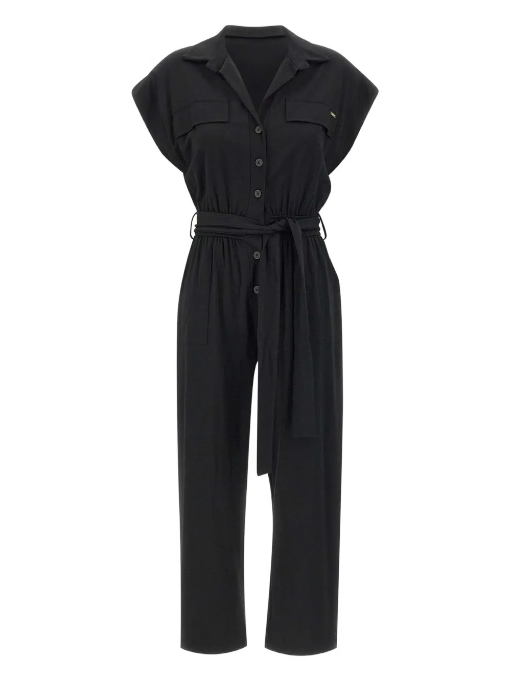 Kaos Button-fastening Belted Jumpsuit In Black