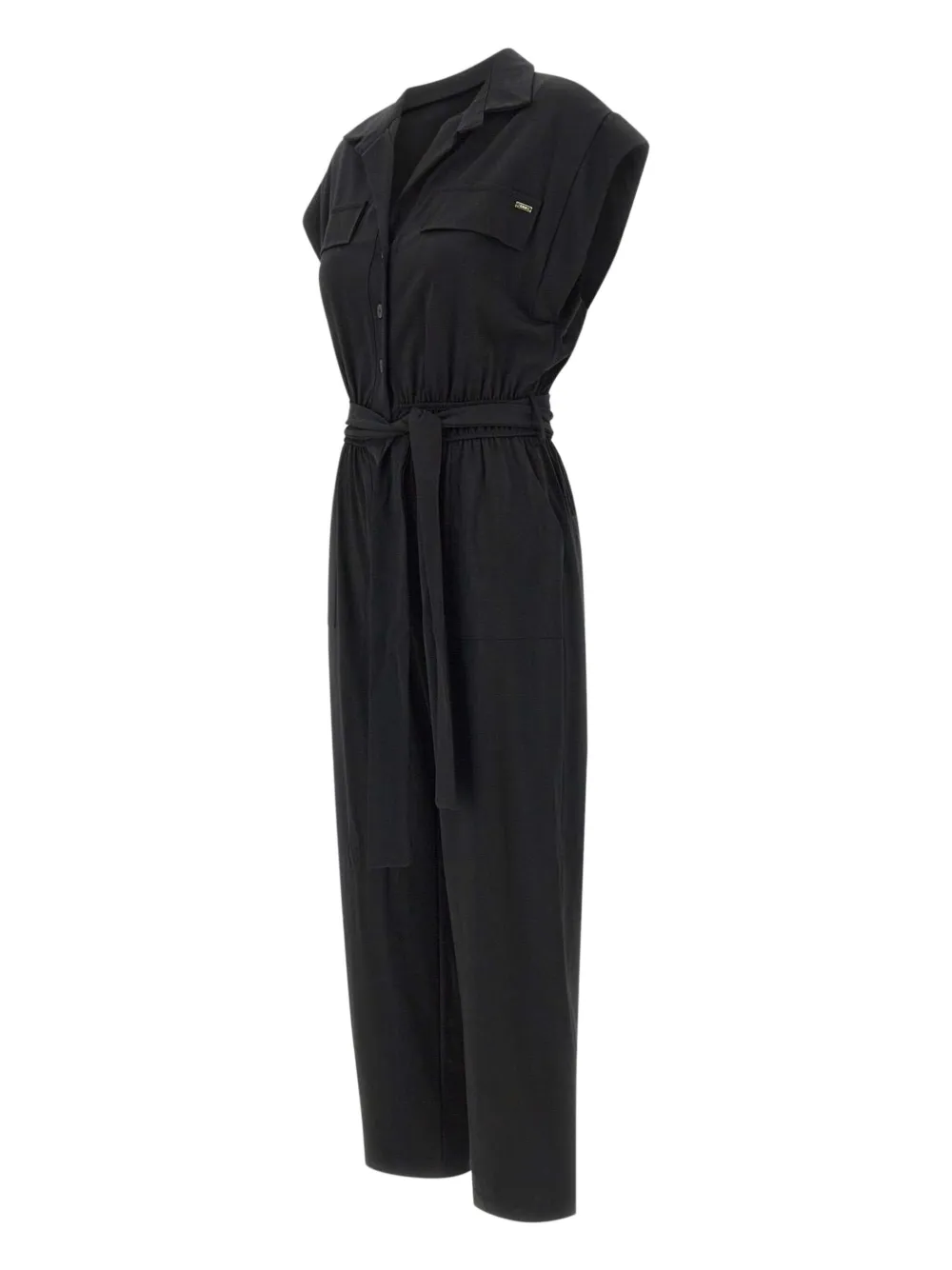 Kaos Jumpsuit met knoopsluiting en ceintuur - Zwart