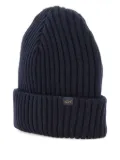 Paul & Shark ribbed logo-label beanie - Black