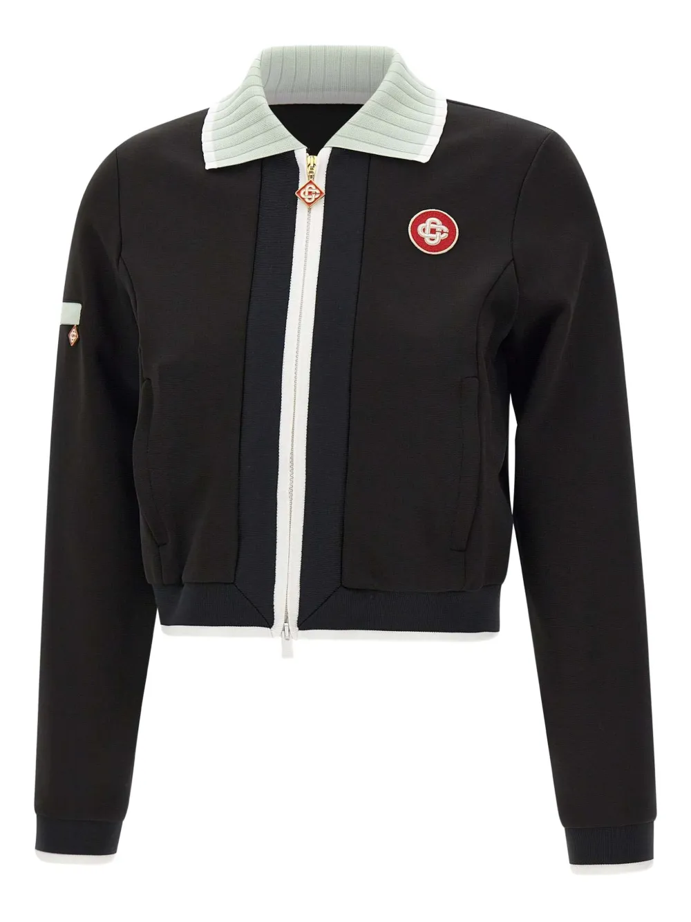 Casablanca high-collar embroidered-logo jacket Zwart