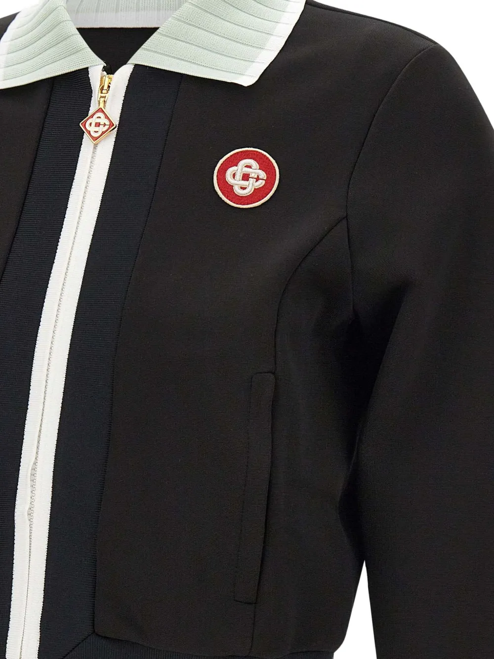 Casablanca high-collar embroidered-logo jacket Zwart