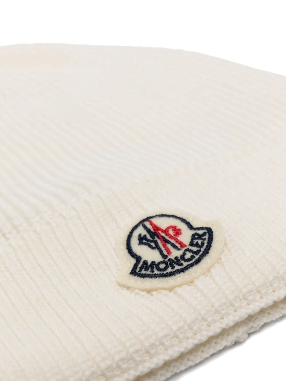Moncler Enfant Geribbelde muts met logopatch Wit