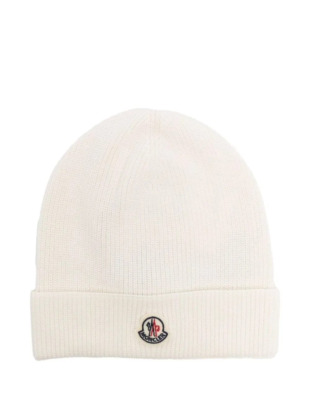Moncler Enfant Geribbelde muts met logopatch Wit