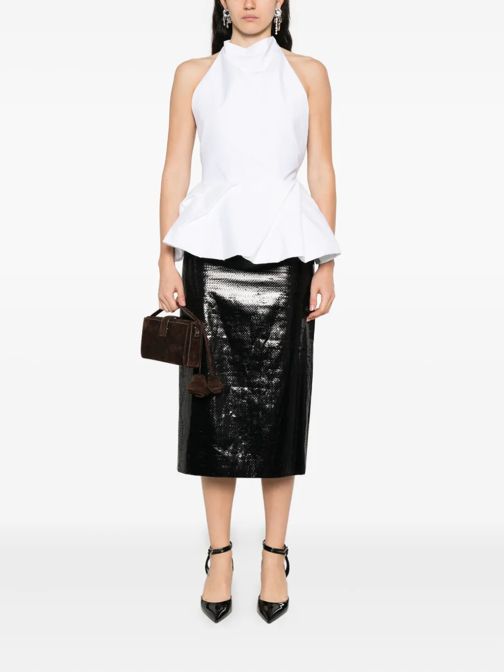 Magda Butrym halterneck pleated blouse - Wit
