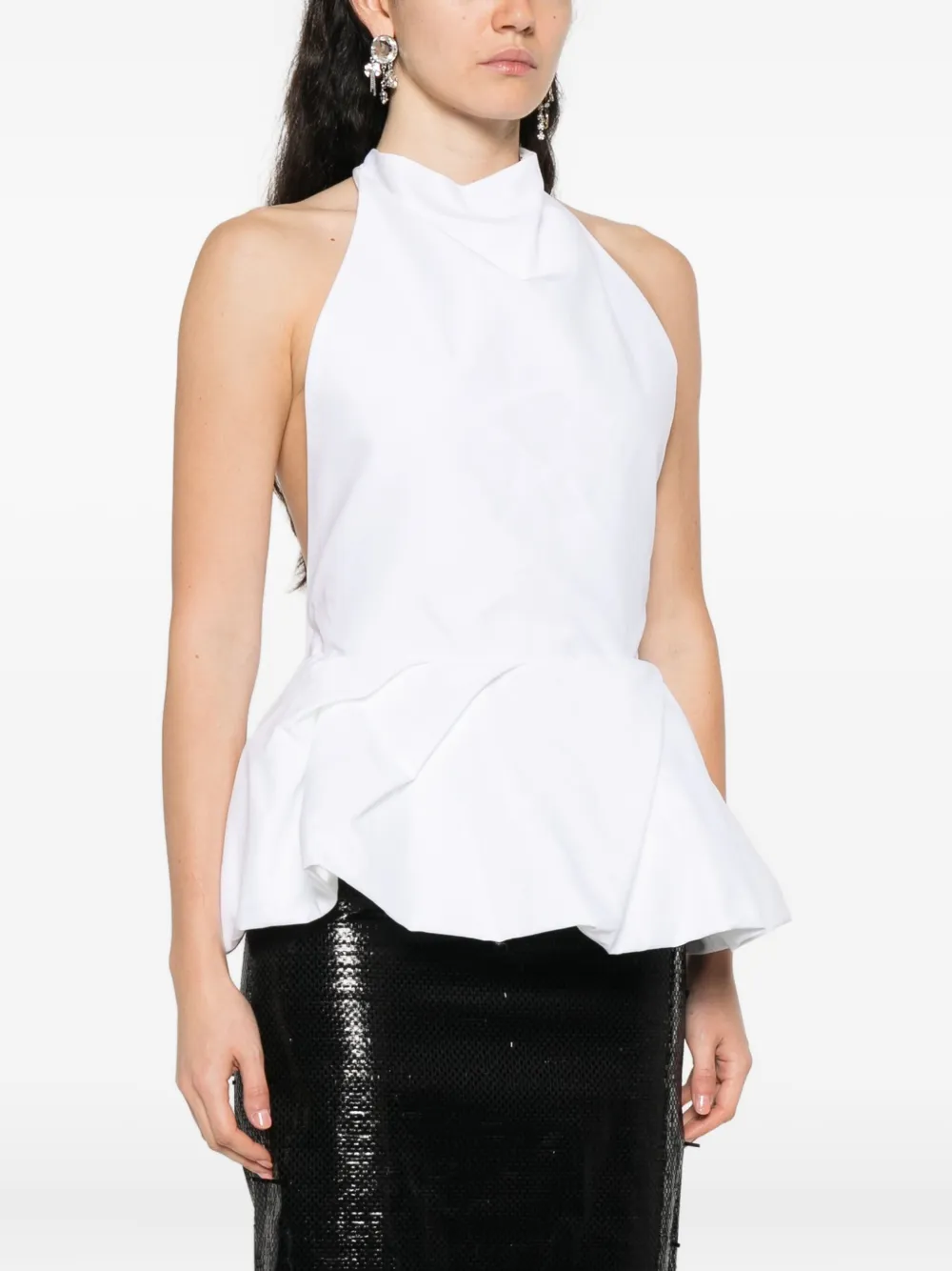Magda Butrym Geplooide blouse met halternek Wit