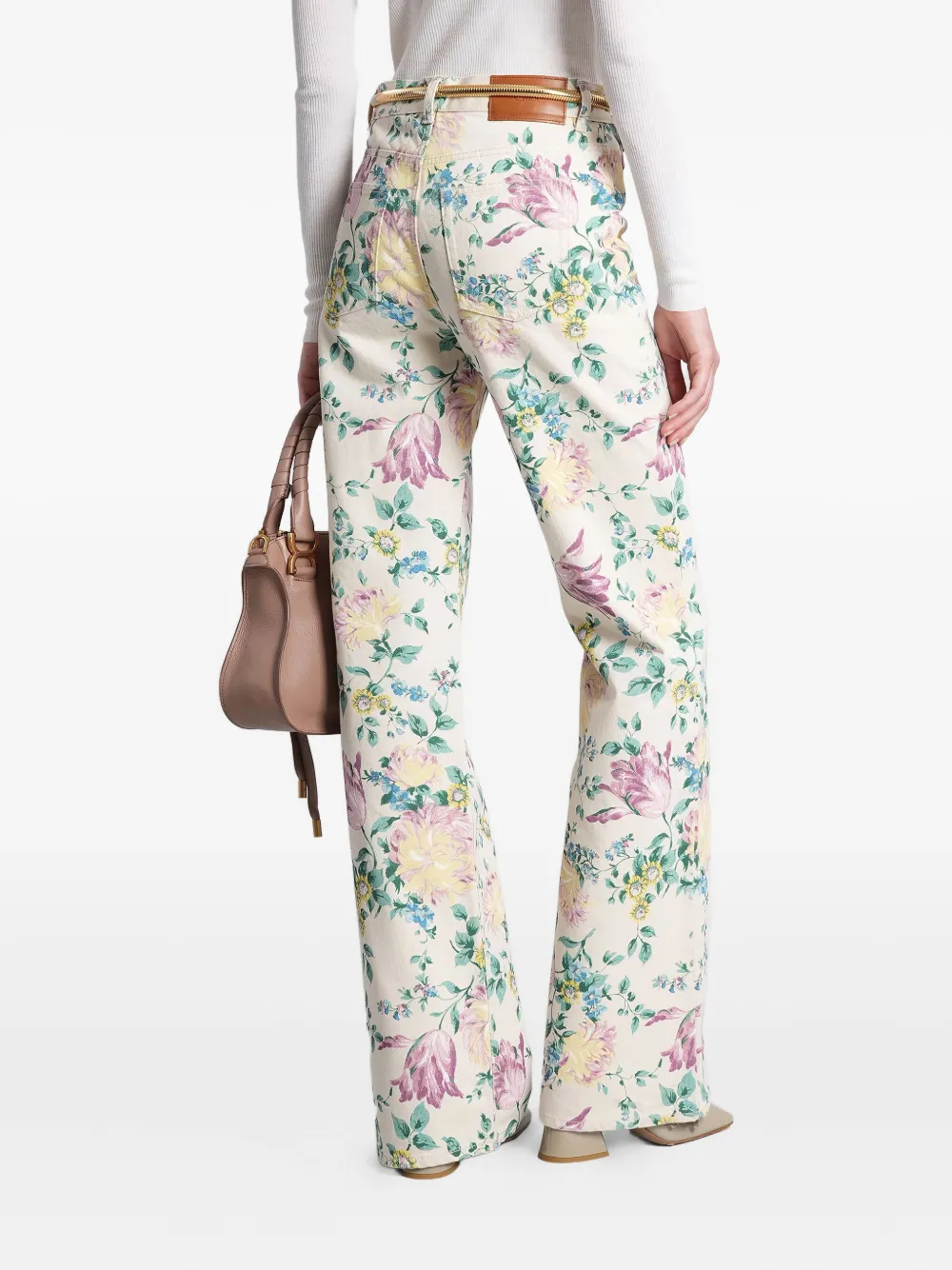 Chloé Printed Rigid High-rise Flared Jeans In Neutral