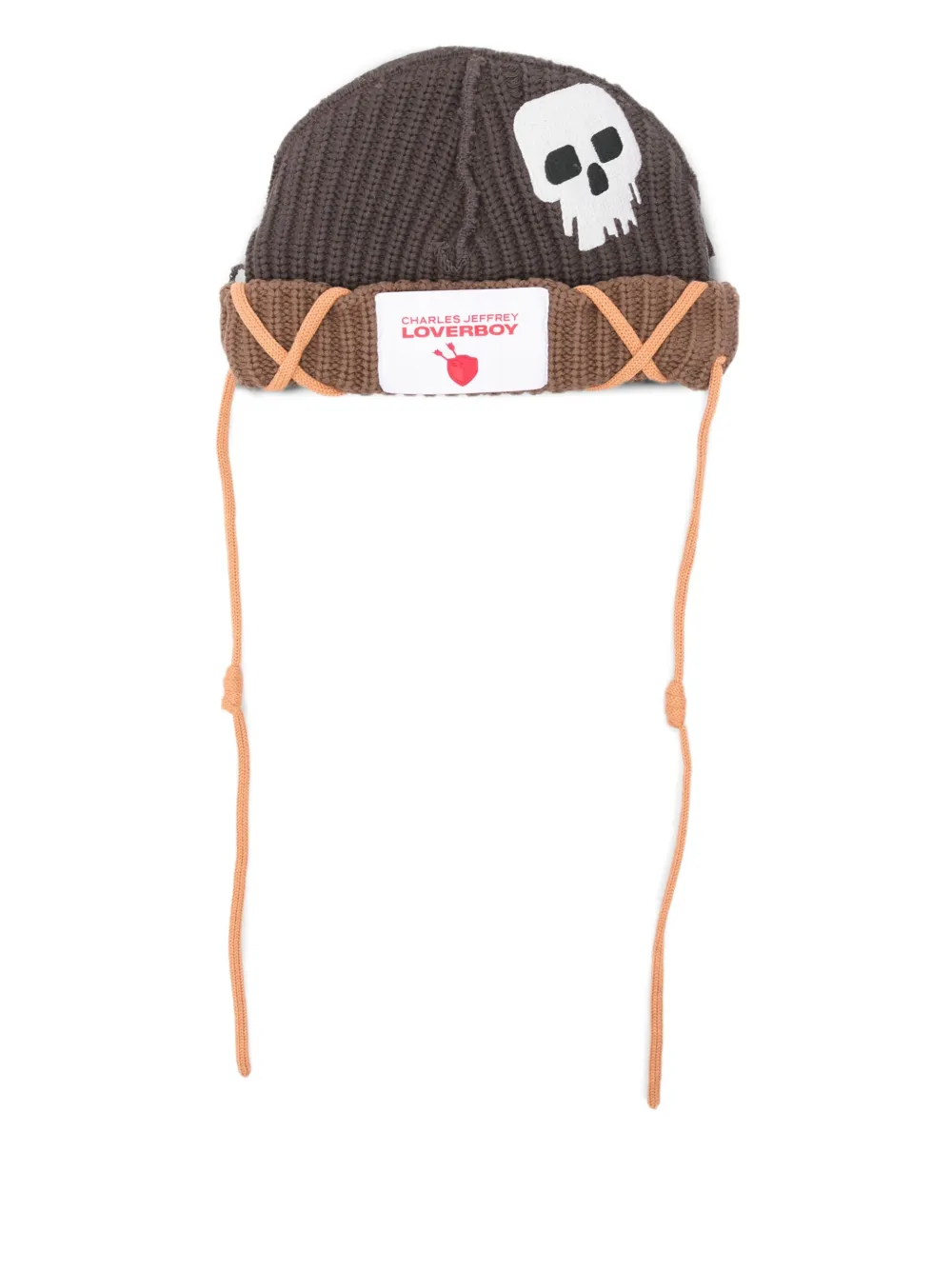 Charles Jeffrey Lover skull-applique beanie Bruin