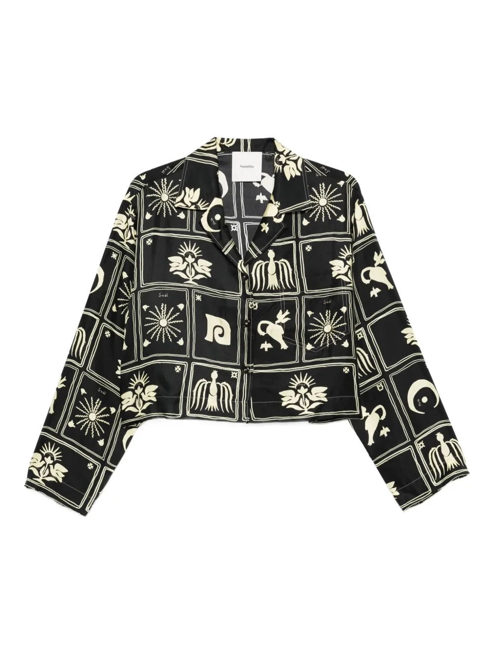 Nanushka Vally zijden top met print Zwart