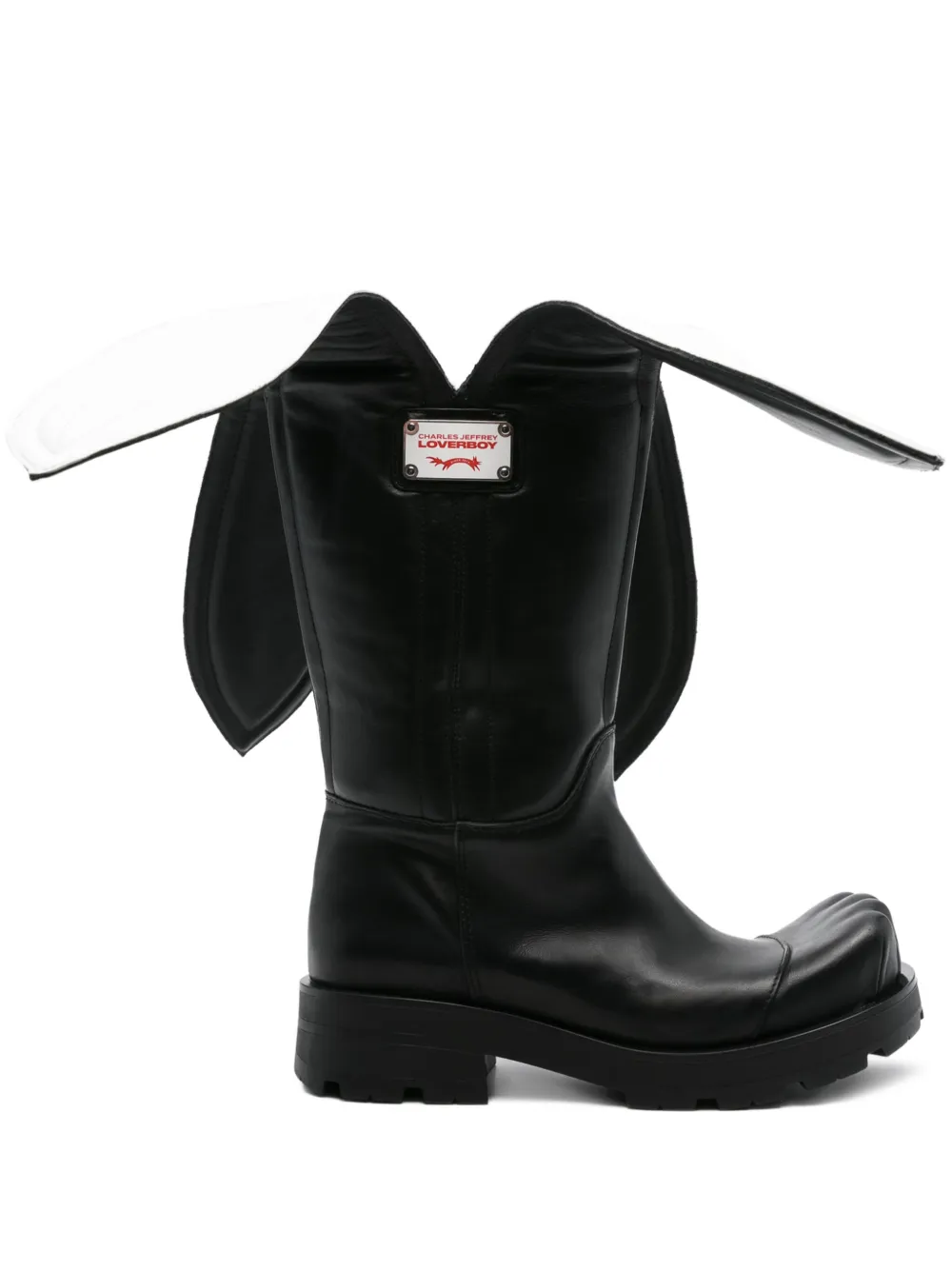 Charles Jeffrey Loverboy 45mm Leather Flap Boots In Black