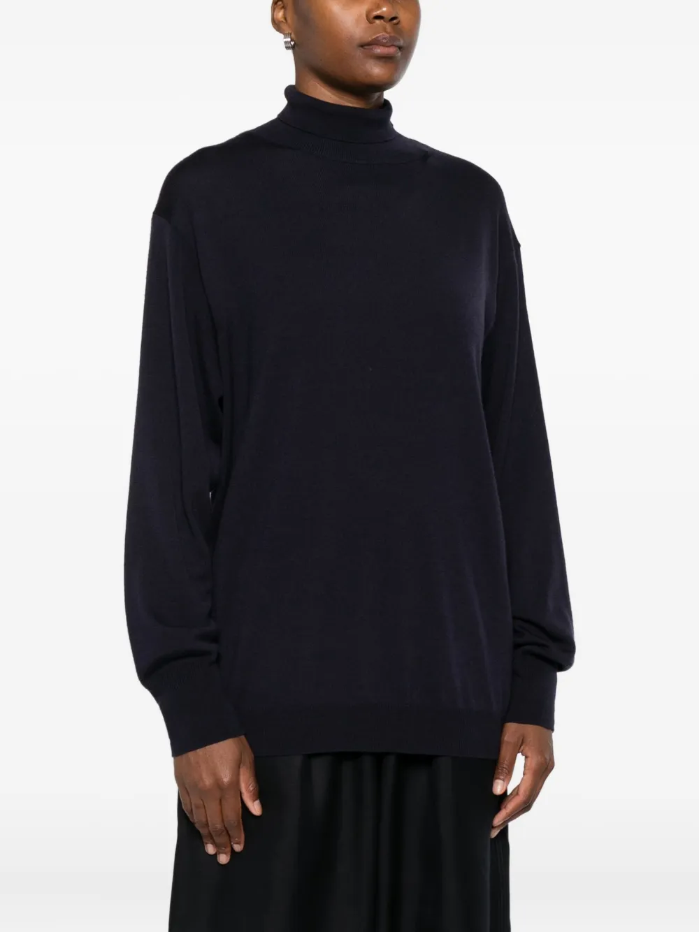 Erika Cavallini Turtleneck Wool Sweater In Black