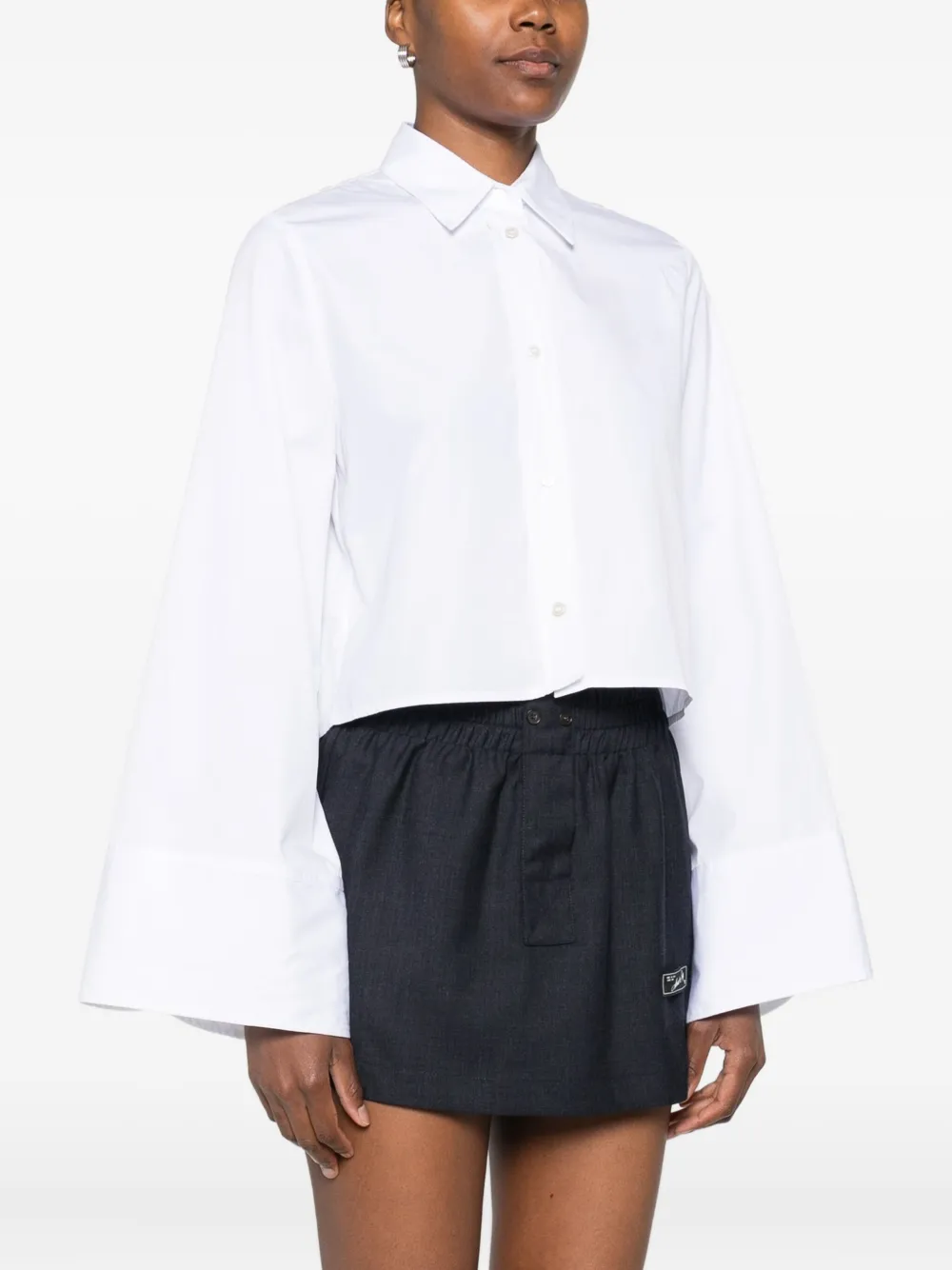 Erika Cavallini Button-down Cropped Shirt In White