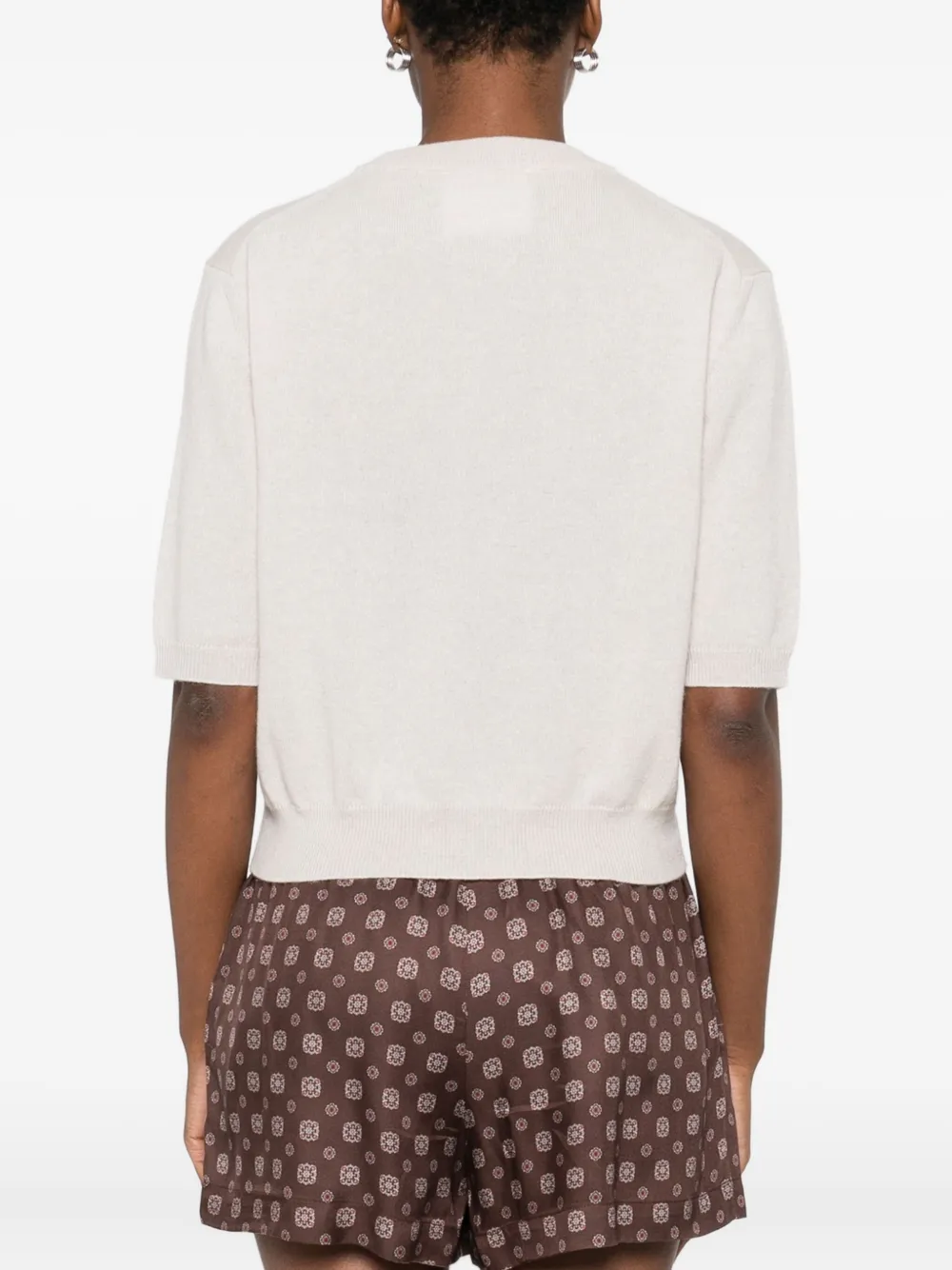 Erika Cavallini Short-sleeve Crew-neck Sweater In Neutral