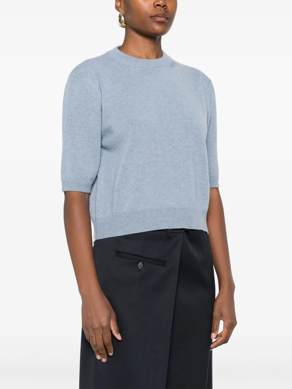 Erika Cavallini Trui met ronde hals en korte mouwen Blauw