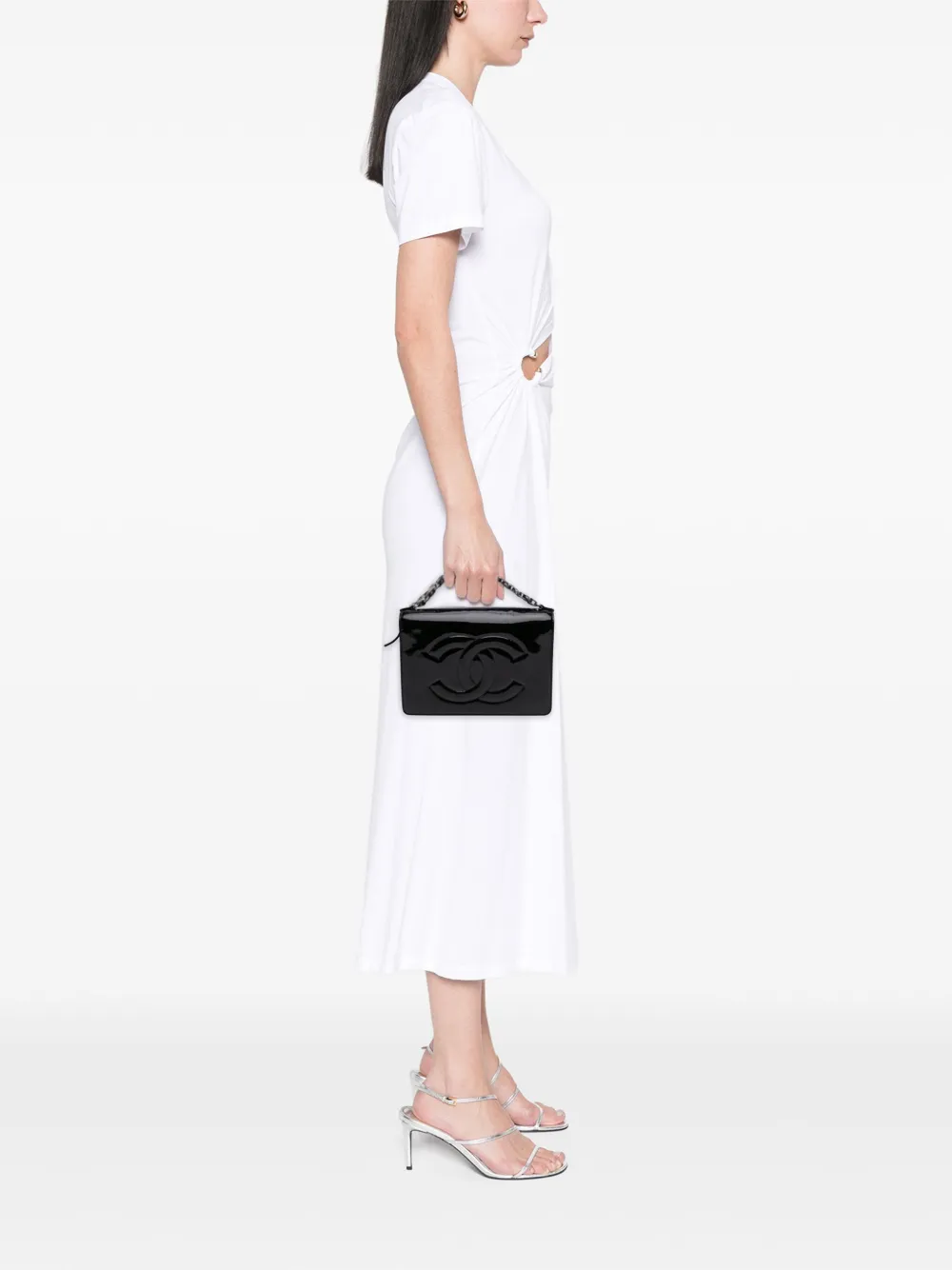 CHANEL Pre-Owned 2012 Mini CC Patent Clutch With Chain handbag - ブラック CHANEL Pre-Owned 2012 Mini CC Patent Clutch With Chain handbag - ブラック
