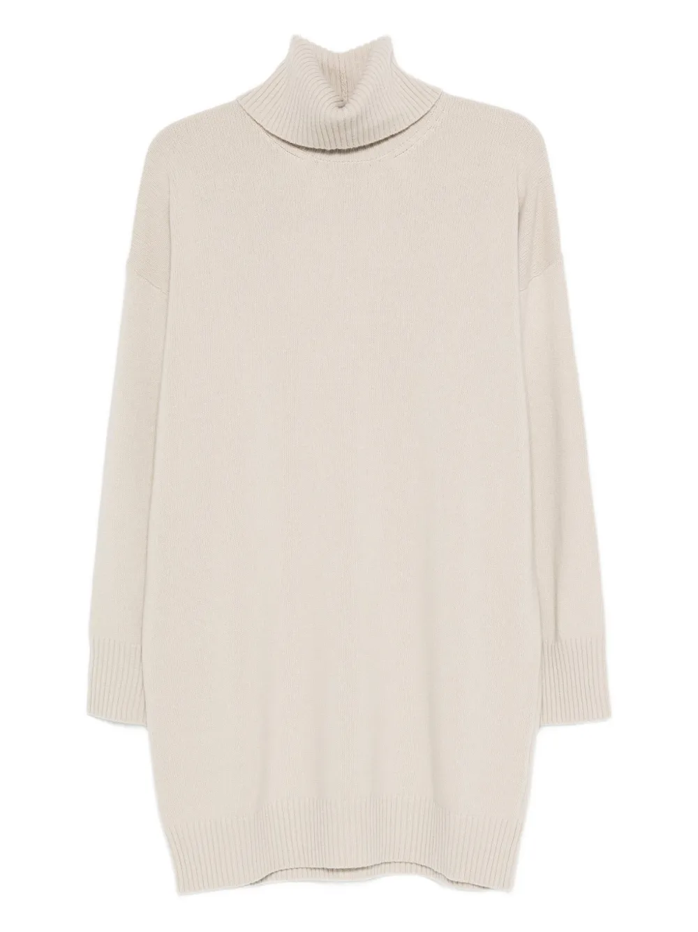 Roberto Collina Turtleneck Dress Dropped Shoulders Ribbed Cuffs In Animal Print