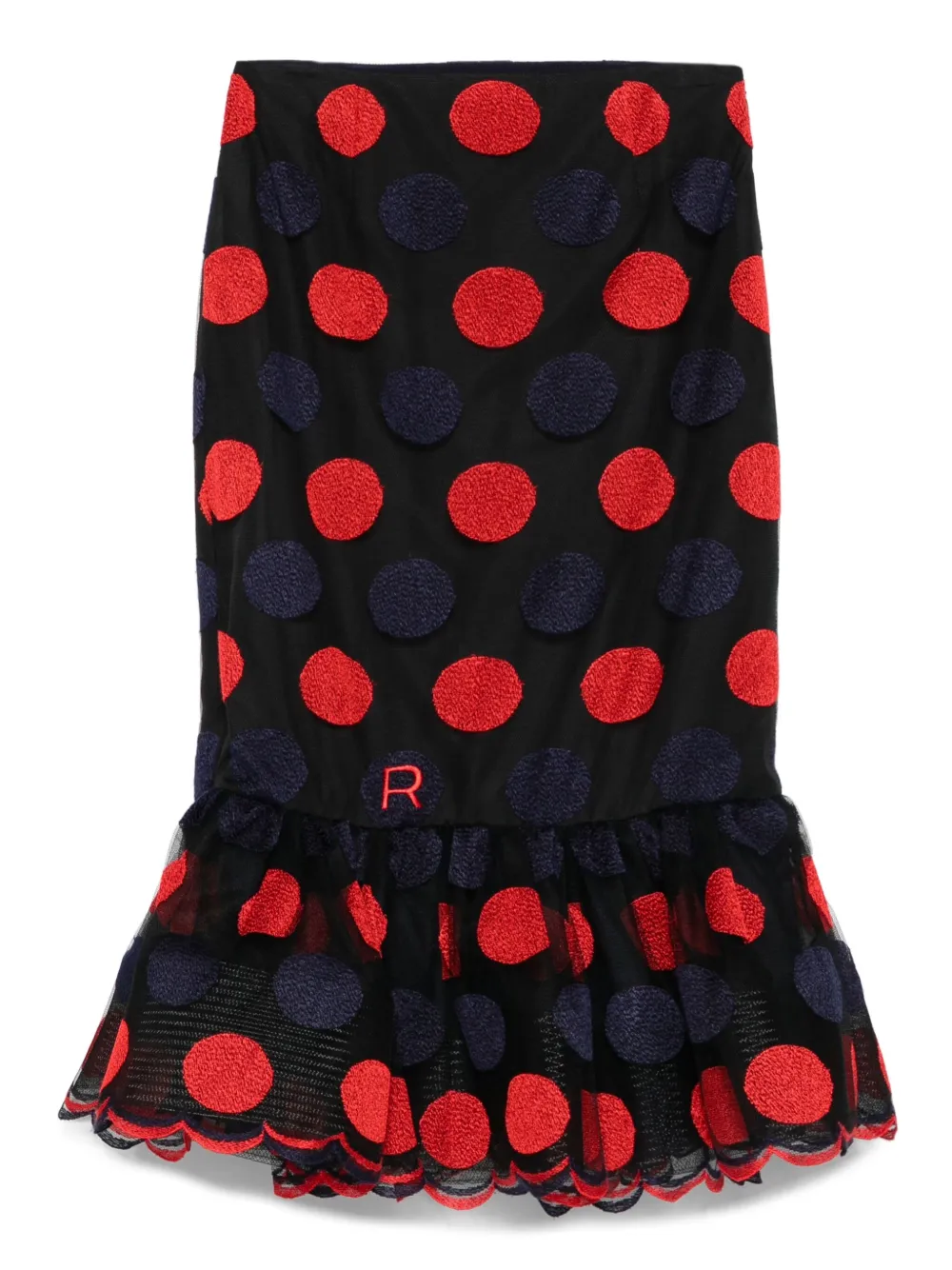 polka-dot ruffled skirt