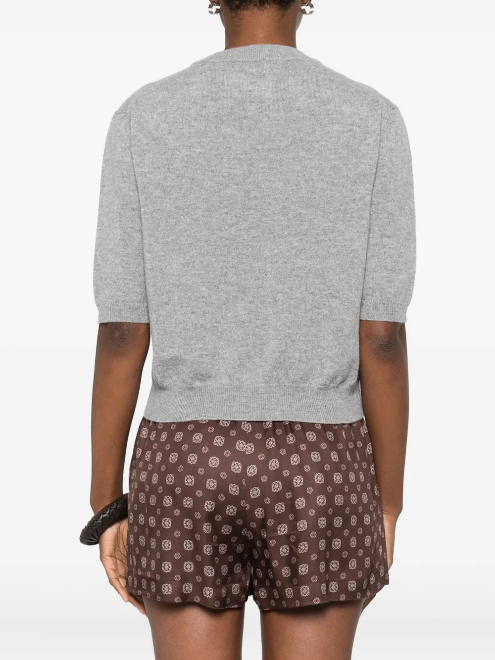 Erika Cavallini Trui met ronde hals en korte mouwen Grijs