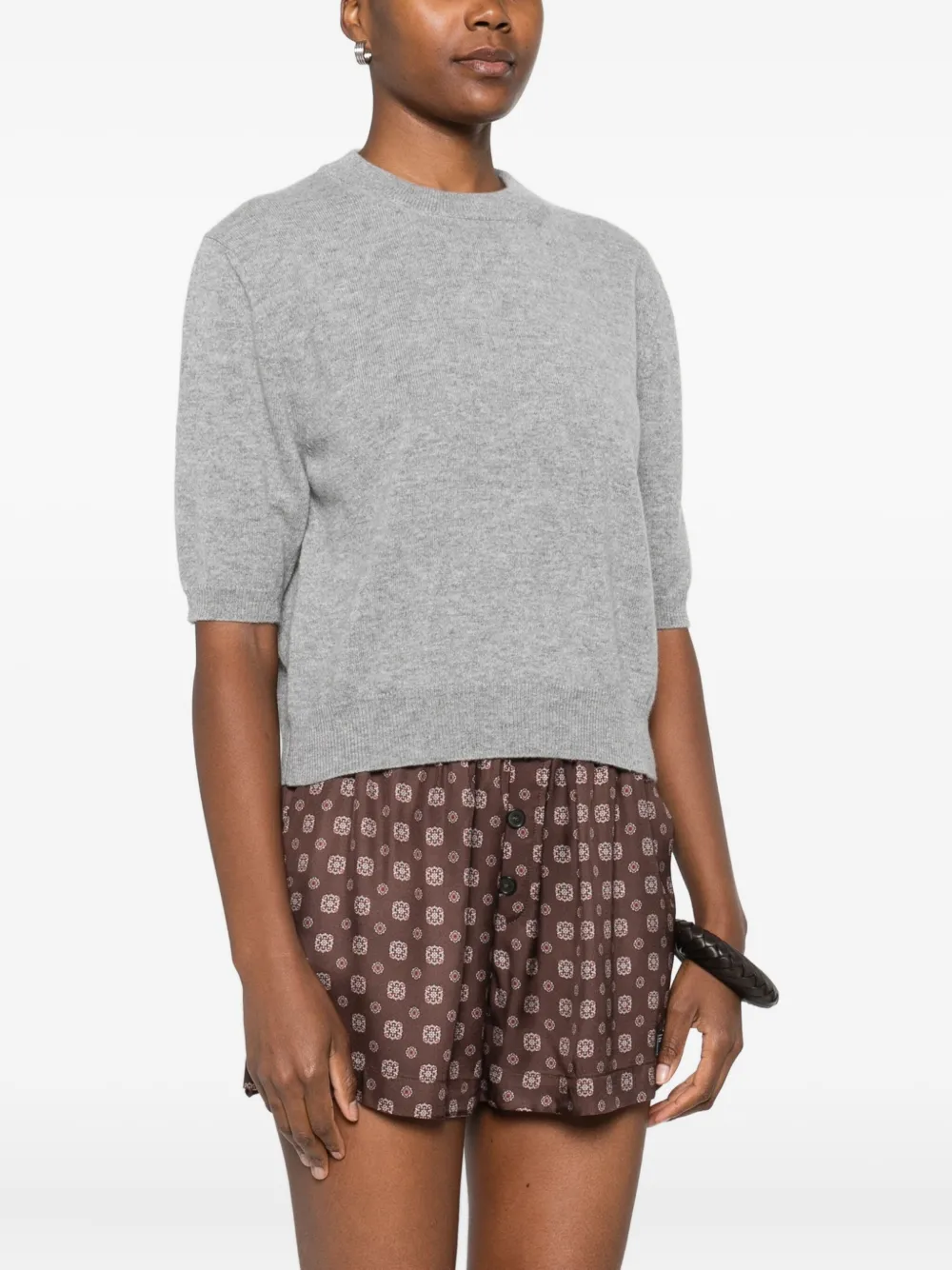 Erika Cavallini Trui met ronde hals en korte mouwen Grijs