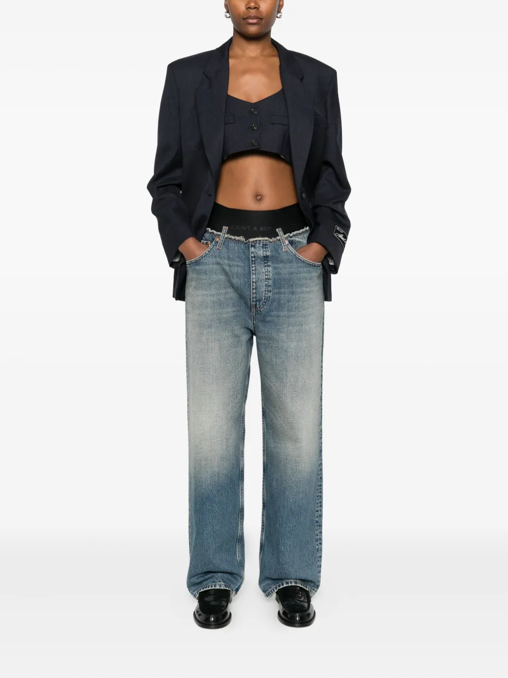 Erika Cavallini Broek met elastische taille en franje afwerking - Blauw