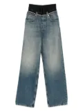 Erika Cavallini elastic-waist frayed-hem trousers - Blue