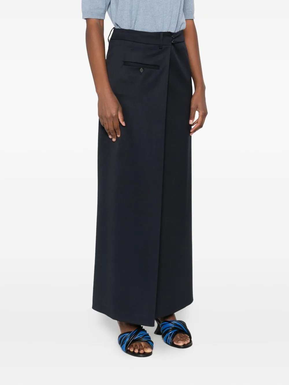 Erika Cavallini Midi-rok met gewikkelde voorkant Blauw