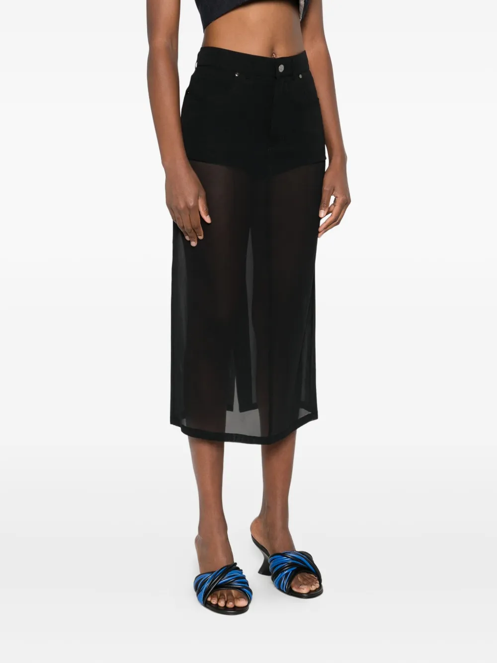 Erika Cavallini Button-detail Midi Skirt In Black