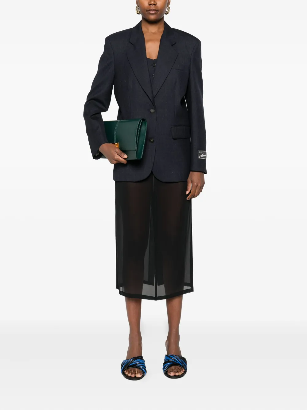 Erika Cavallini Midi-rok met knoopdetail - Zwart