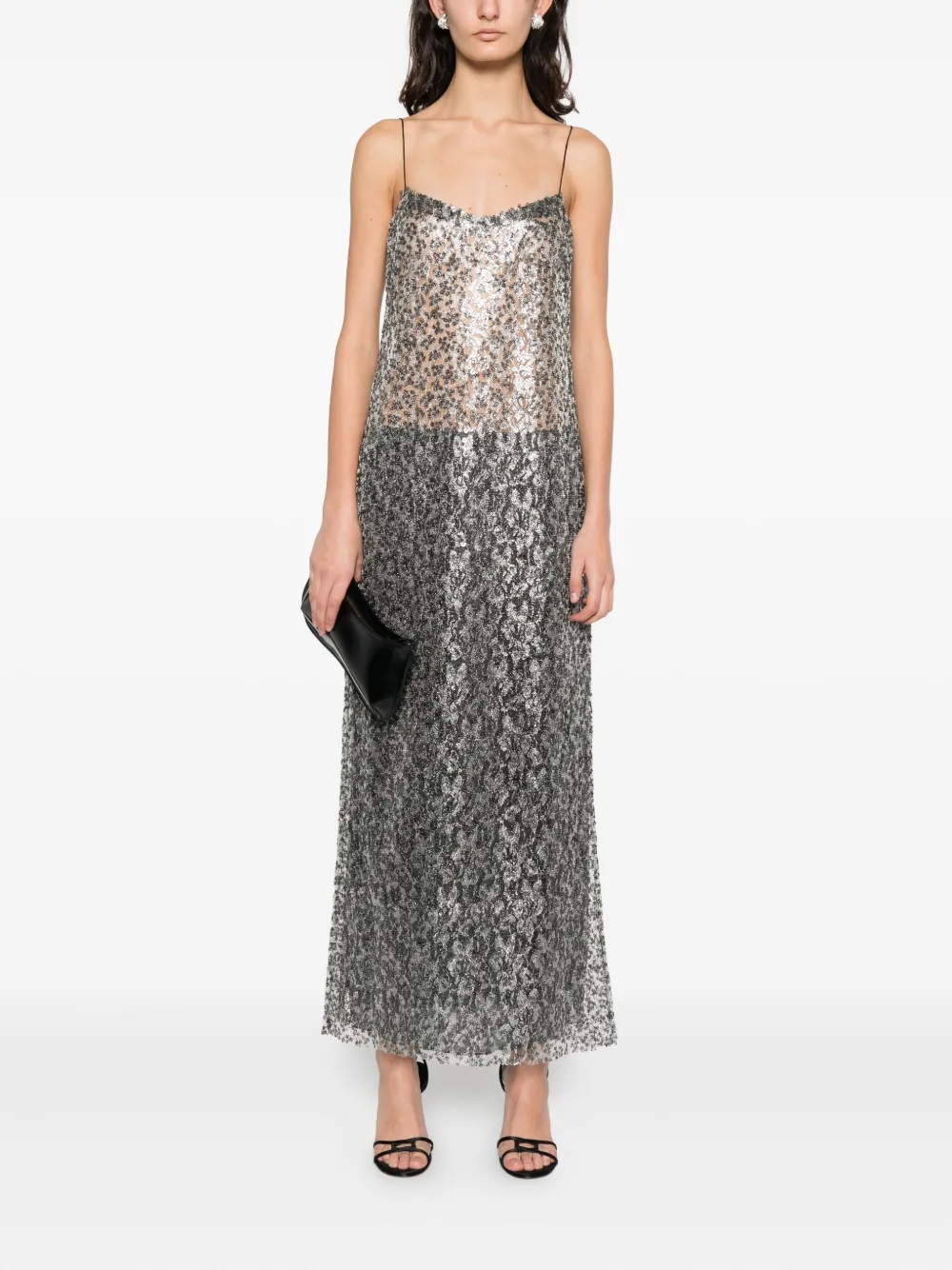 Christopher Esber Sequin-embellishment Maxi Dress In Gray