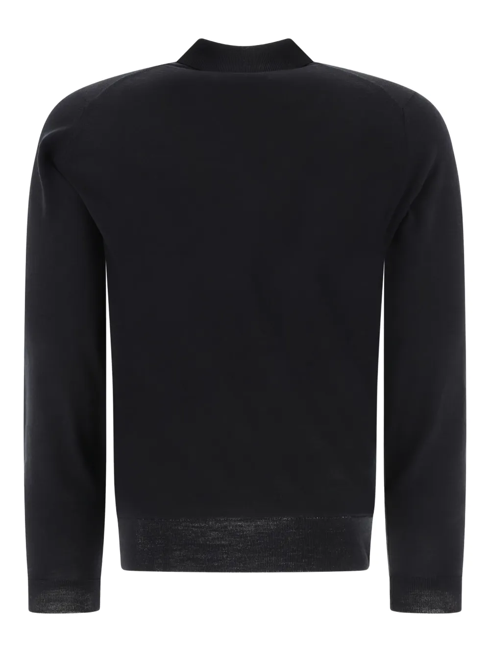 John Smedley Poloshirt met klassieke kraag en lange mouwen Zwart