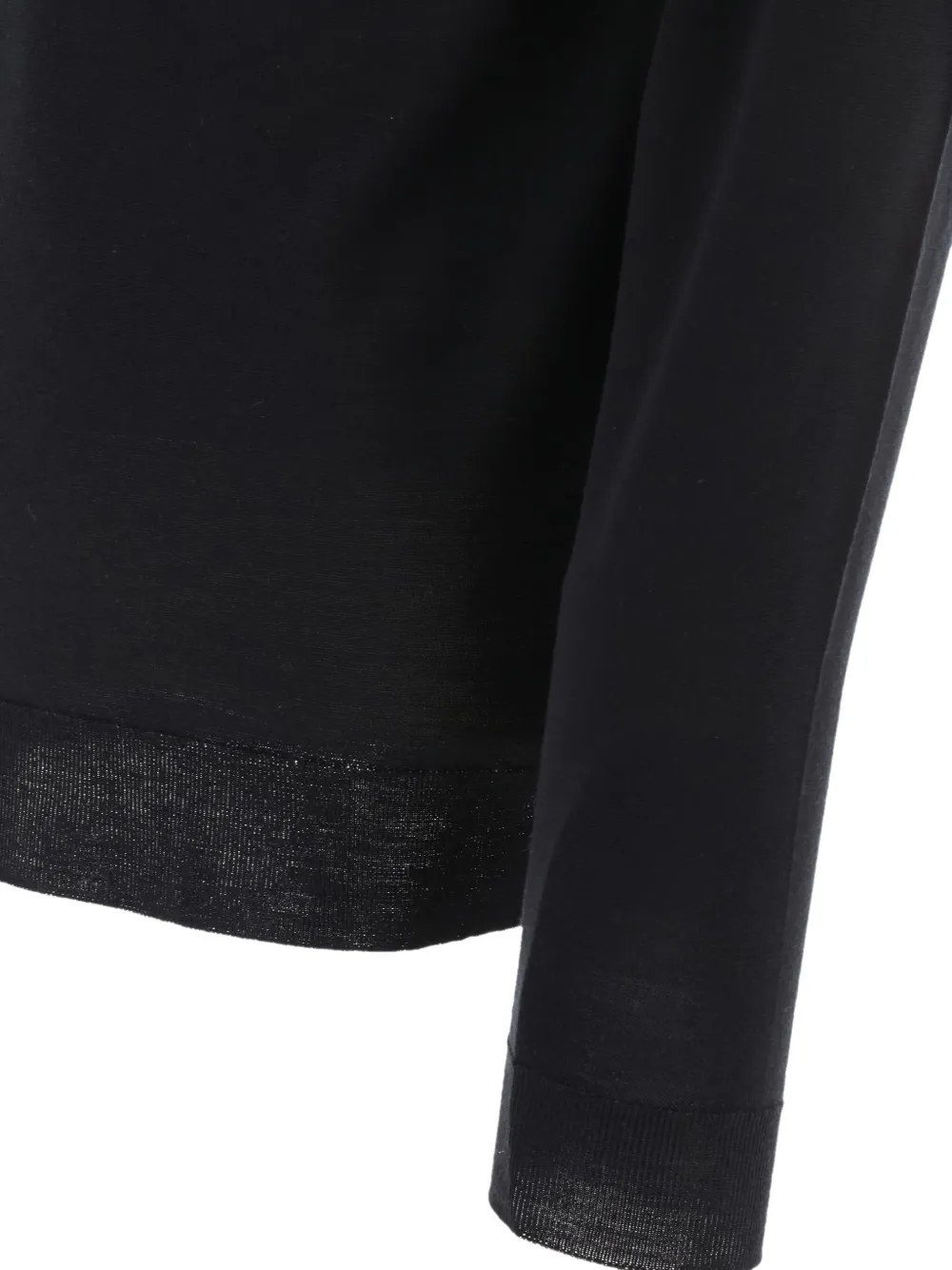 John Smedley Poloshirt met klassieke kraag en lange mouwen Zwart