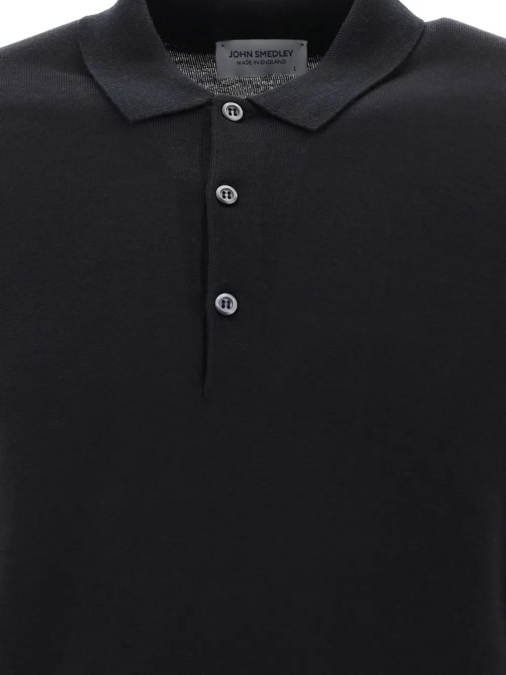 John Smedley Poloshirt met klassieke kraag en lange mouwen Zwart