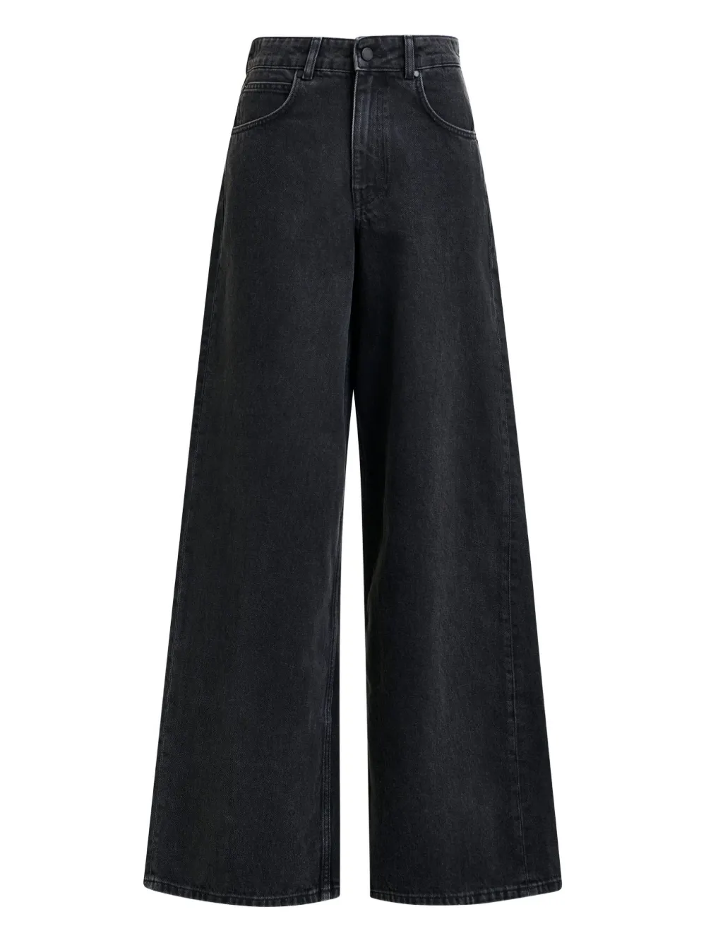Essentiel Antwerp coated-pocket wide-leg jeans Zwart