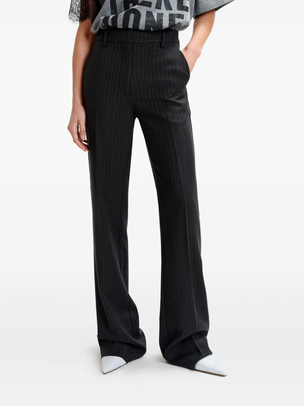 Essentiel Antwerp Invade flared broek met krijtstreep Blauw
