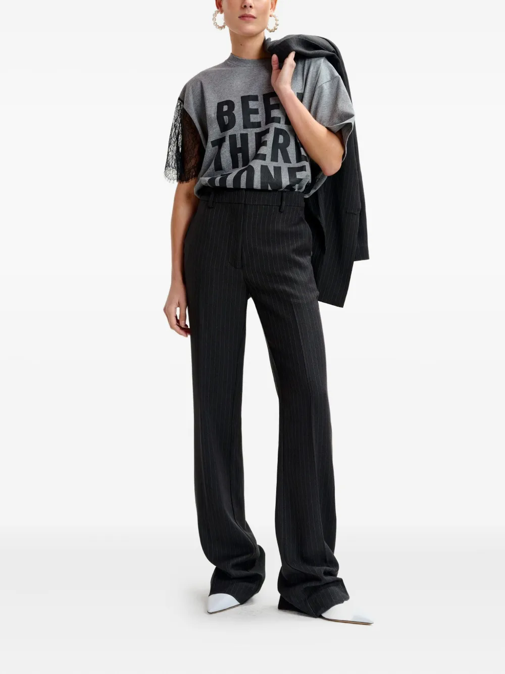 Essentiel Antwerp Invade pinstripe flared trousers - Blauw