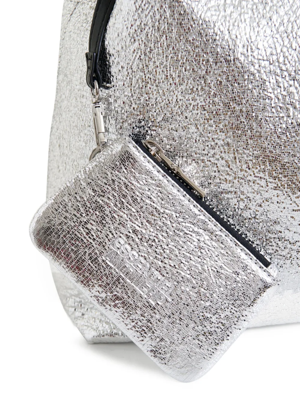 Essentiel Antwerp medium metallic-leather shoulder bag Zilver