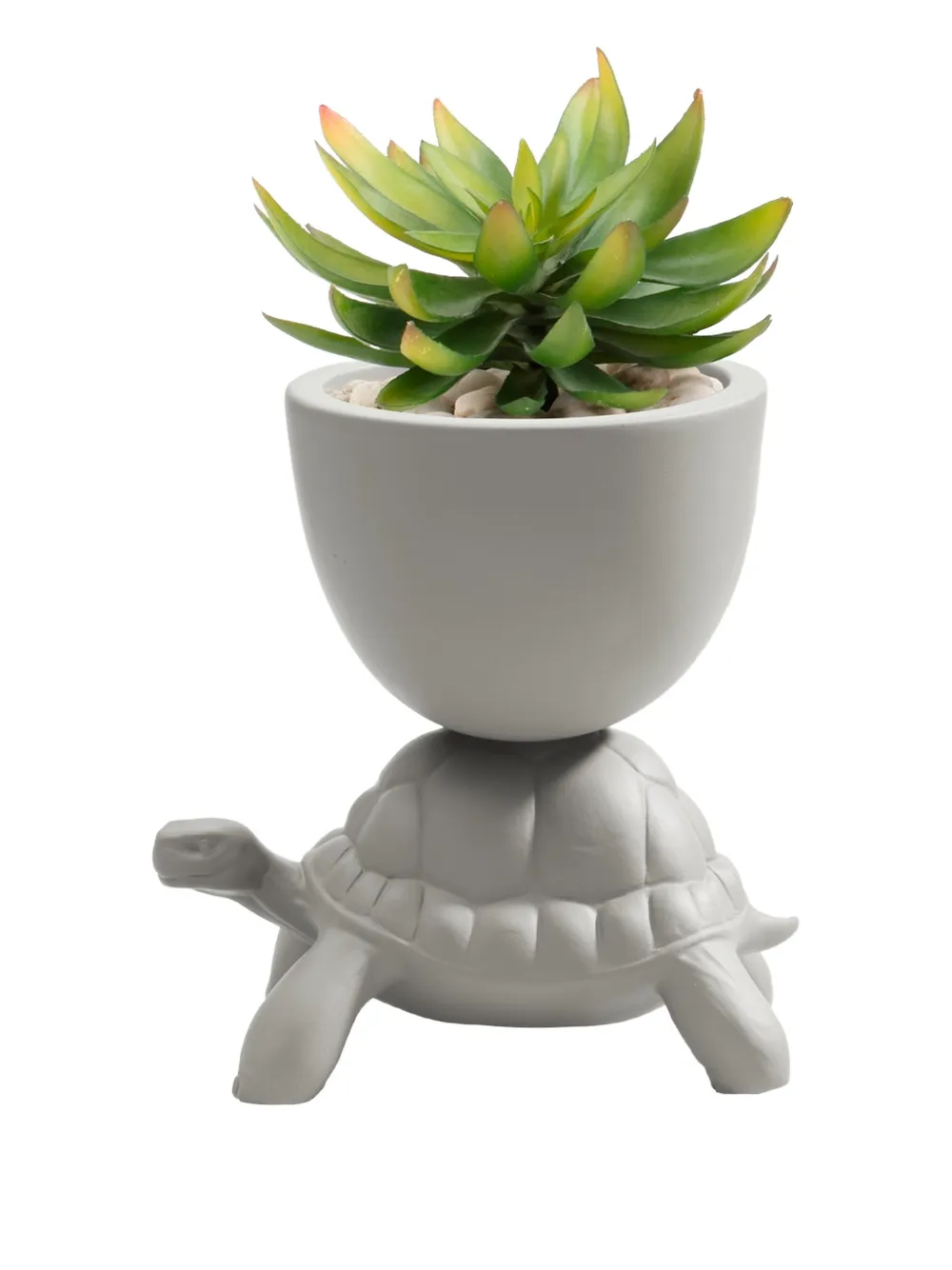 Qeeboo Turtle Carry Ceramic Planter In Gray
