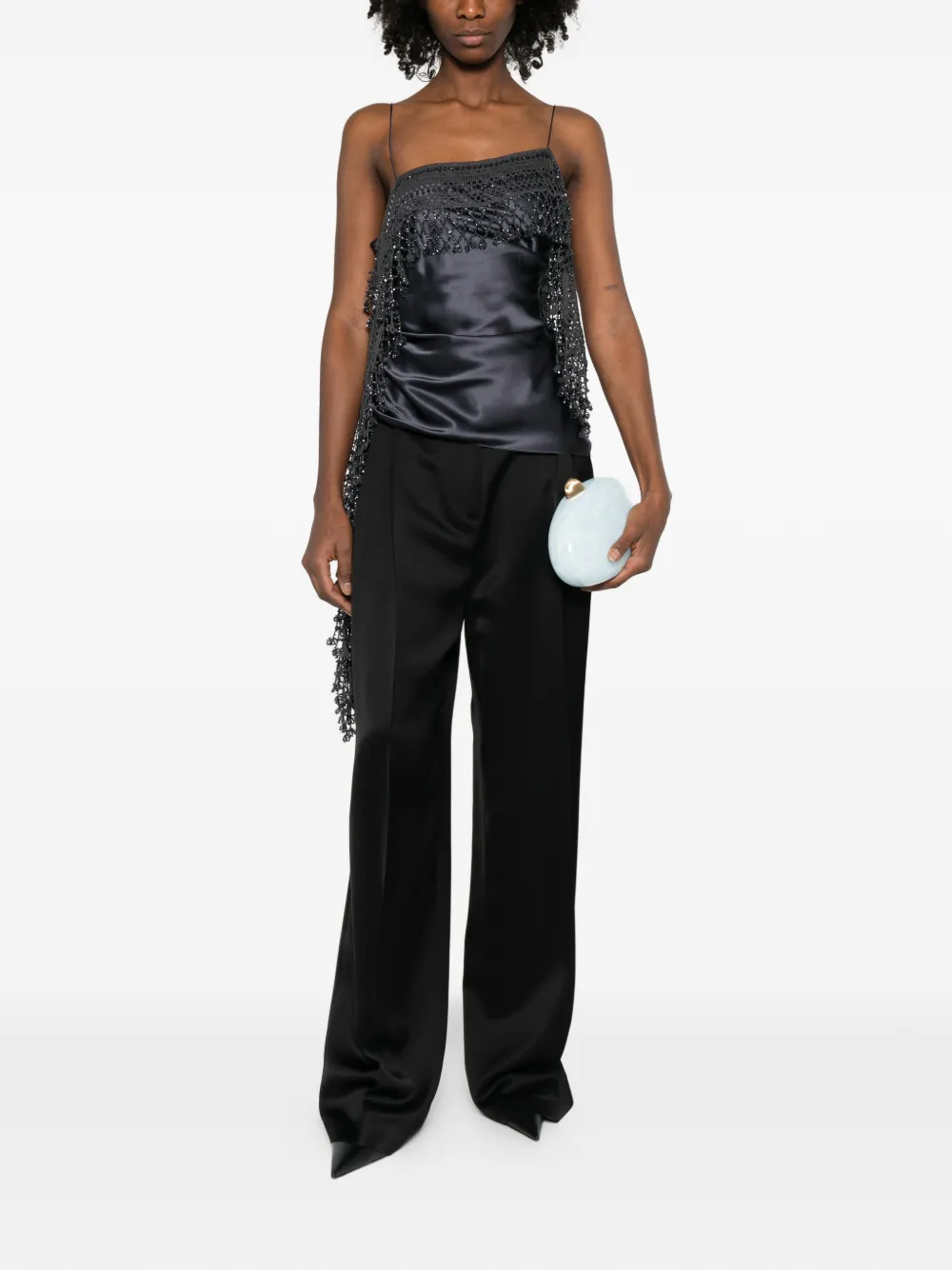 Christopher Esber droplet-bead crochet-trim blouse - Blauw