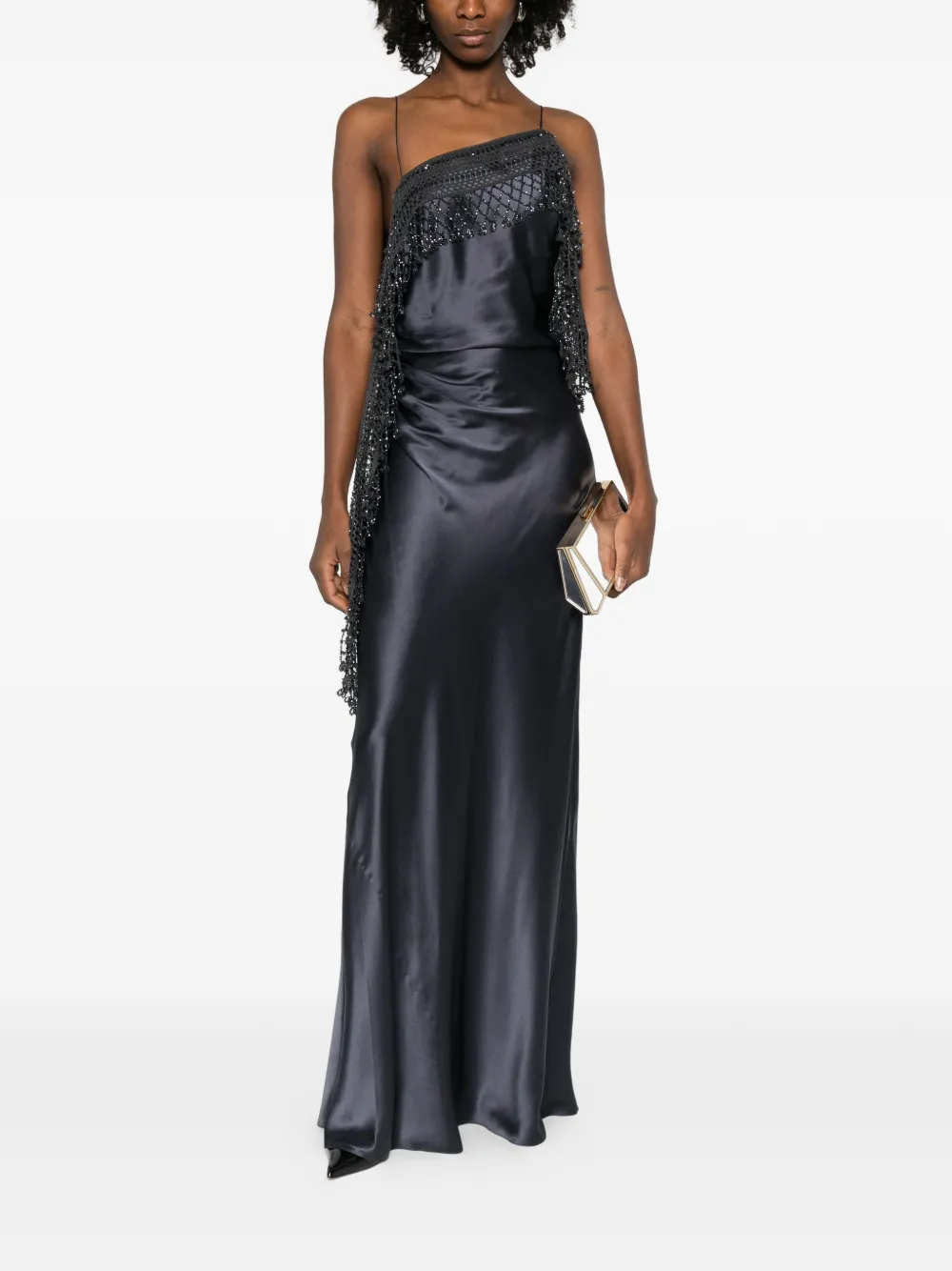 Christopher Esber droplet bead crochet cami dress - Grijs