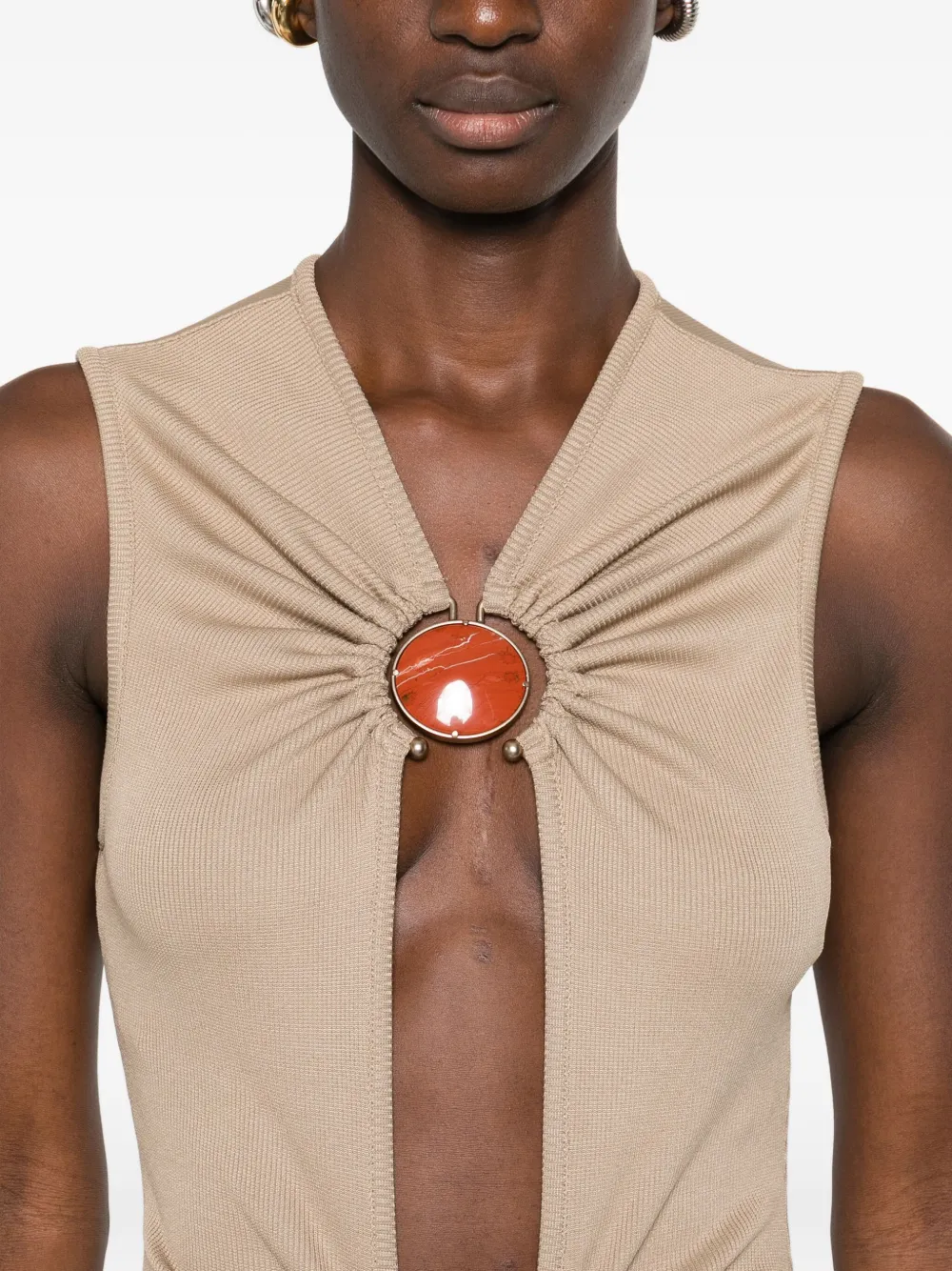 Christopher Esber Stone-detail Ruched Maxi Dress In Neutral