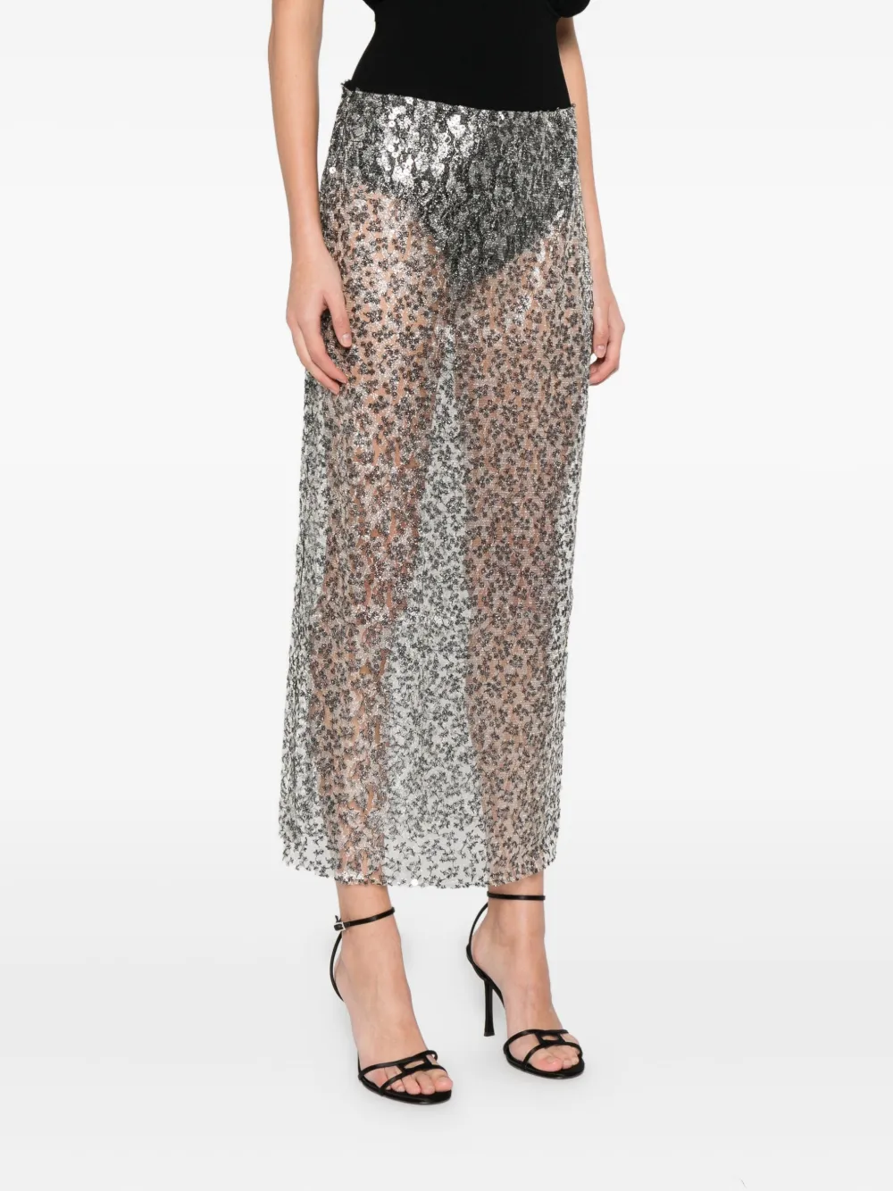 Christopher Esber Sequinned Midi Skirt In Gray