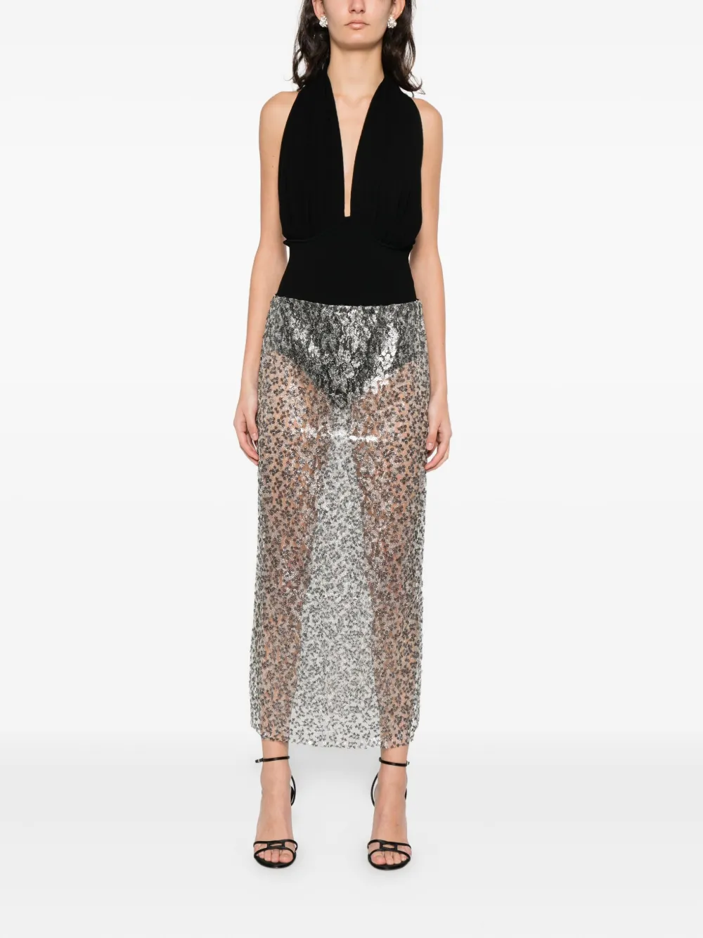 Christopher Esber Sequinned Midi Skirt In Gray